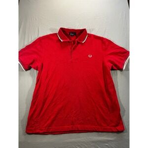 Fred Perry Mens Red Twin Tipped Cotton Pique Polo Shirt XL M1200 Short Sleeve